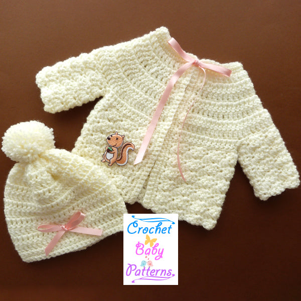 Preemie Cardigan and Hat - Main Image