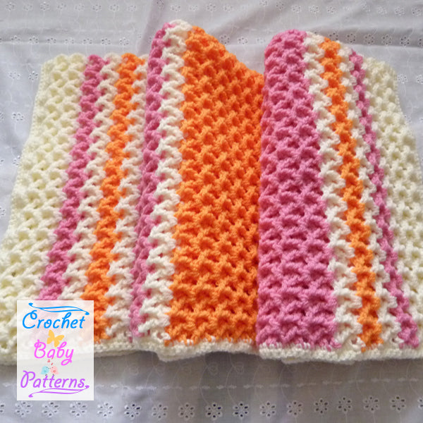 Raised V-Stitch Baby Blanket
