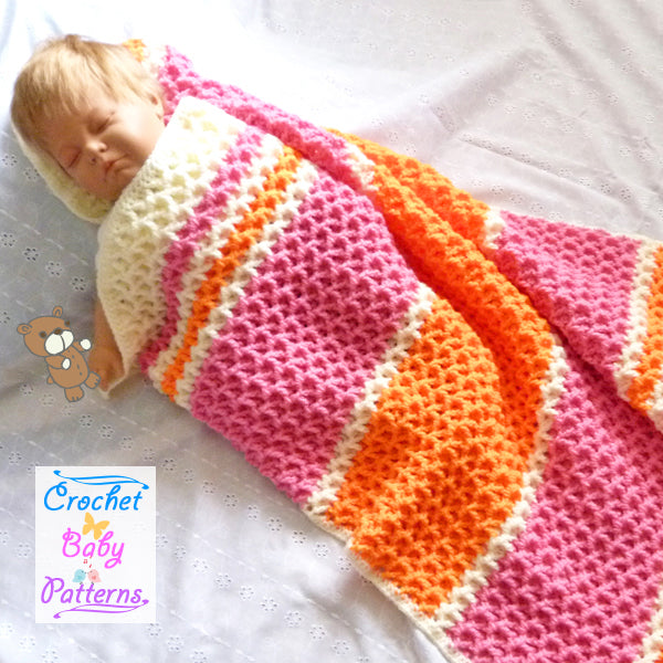 Raised V-Stitch Baby Blanket