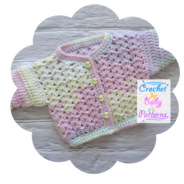 Shell Stitch Premature Baby Cardigan