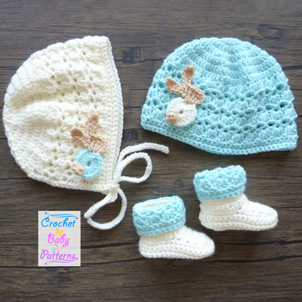 Billie Bunny Baby Hats & Booties