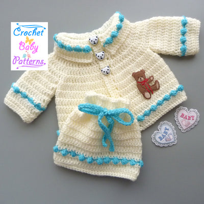 Preemie Collared Cardigan Set